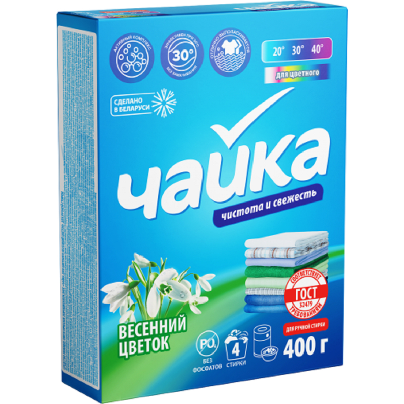 Стиральный порошок Чайка 0,4кг Ручная стирка д/цветного Весенний цветок 
