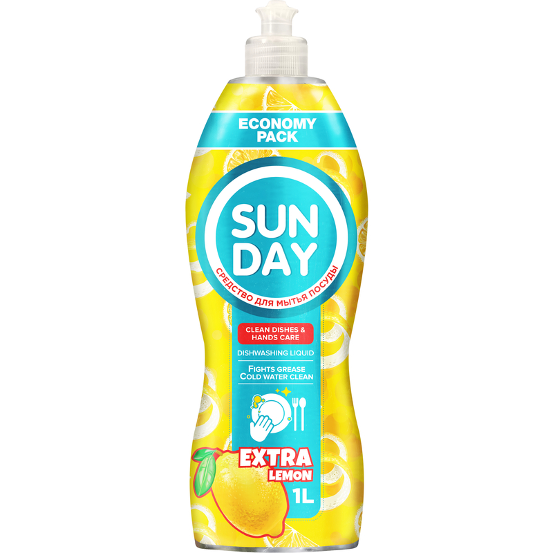 Средство д/мытья посуды Sunday Экстра Лимон парфюмированное 1л