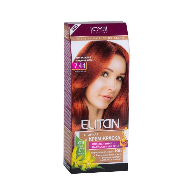 Крем-краска Элитан стойкая д/волос тон 7.44 Ирландский