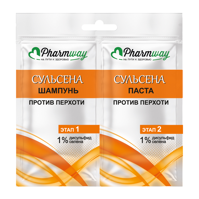 Biтэкс Pharmway СУЛЬСЕНА Шампунь против перхоти 1% 10мл+Паста против перхоти 1%