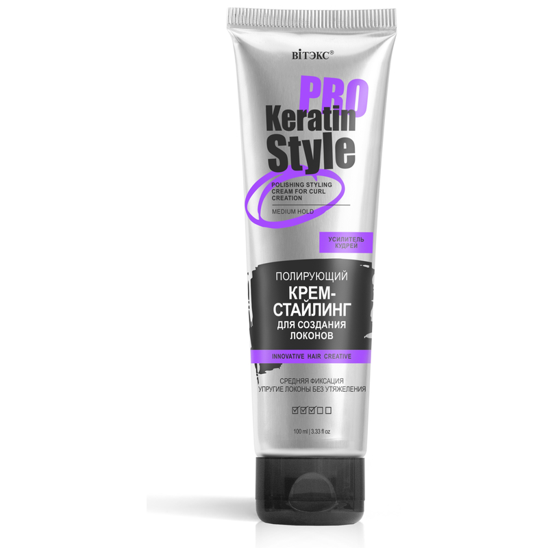 Biтэкс KERATIN PRO Style Полирующий крем-стайлинг для создания локонов, сред фикс 100 мл