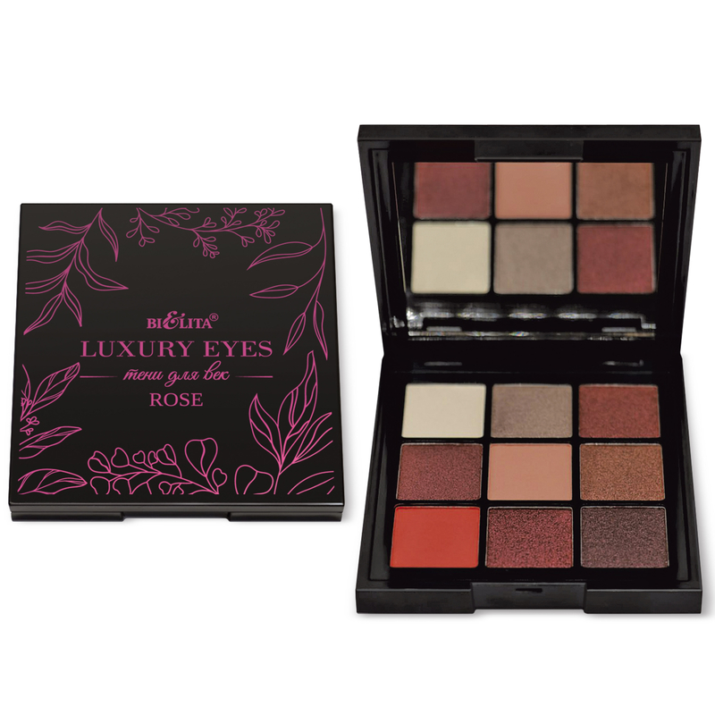 Bielita "Luxury Eyes"  Тени для век ROSE, 9 тонов