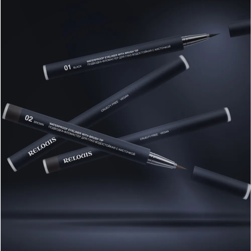 Relouis Подводка-Фломастер д/глаз Водостойкая с кисточкой тон 01 black 