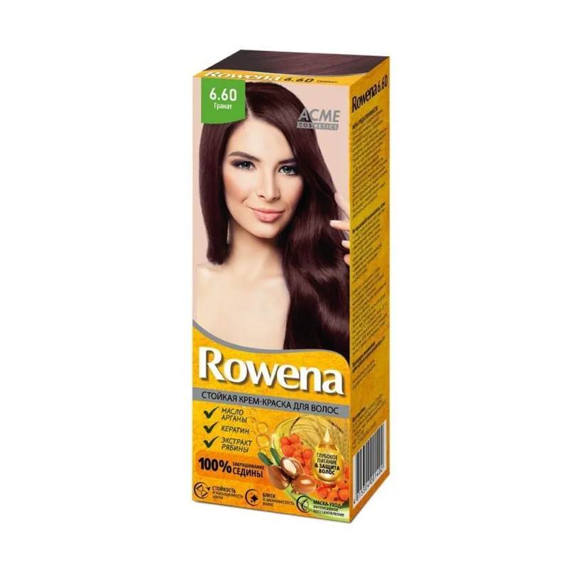 Крем-краска стойкая д/волос Rowena 6.60 Гранат
