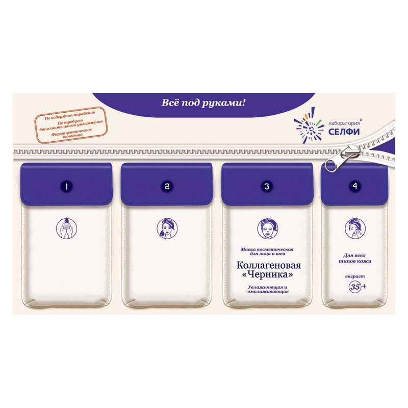 SelfieLab Комплект с маской 35+ д/лица/шеи д/всех Коллагеновая Черника