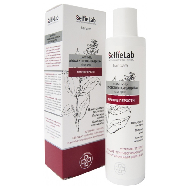 SelfieLab Шампунь Пр/перхоти Эфф защита Пиритион цинка/экстракт раст/компл вит 200мл