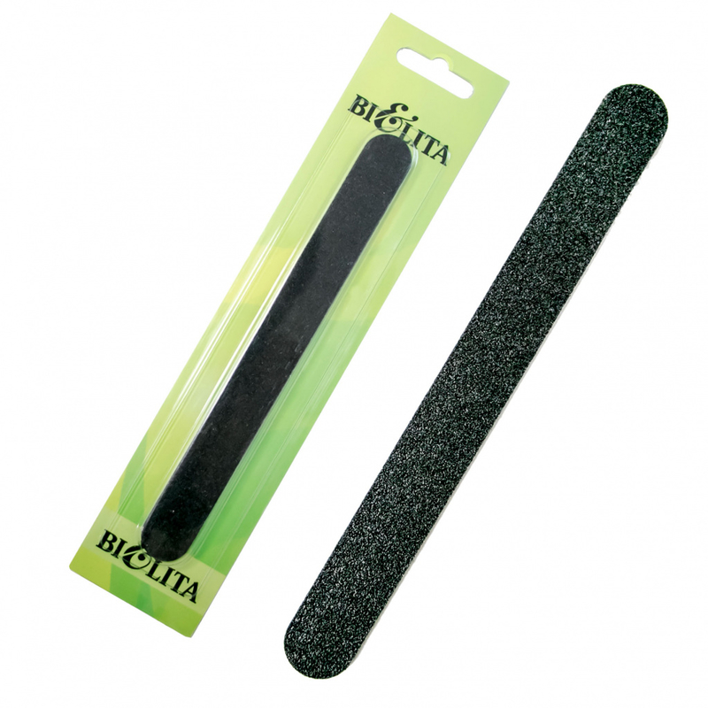 Bielita  ПИЛКА для ногтей наждачная на блистере прямая цвет черный 17,5*2см