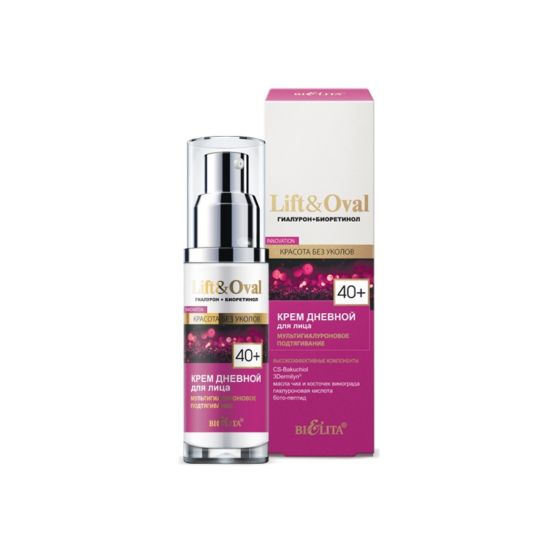 Bielita Lift&Oval 40+ Крем дневной Мультигиалуроновое подтягивание Гиалурон+Биоретинол 50мл 