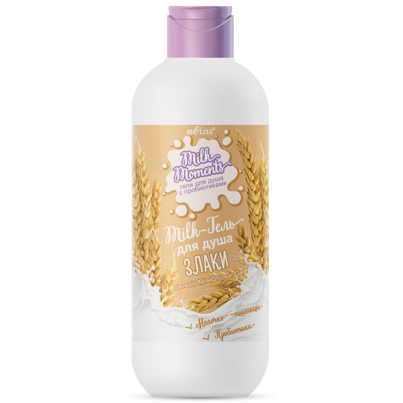Bielita Milk moments Гель для душа с пробиотиками Злаки 400мл