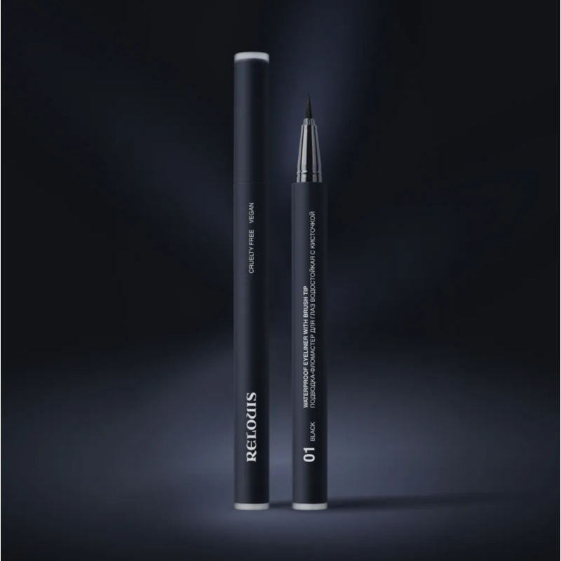 Relouis Подводка-Фломастер д/глаз Водостойкая с кисточкой тон 01 black 