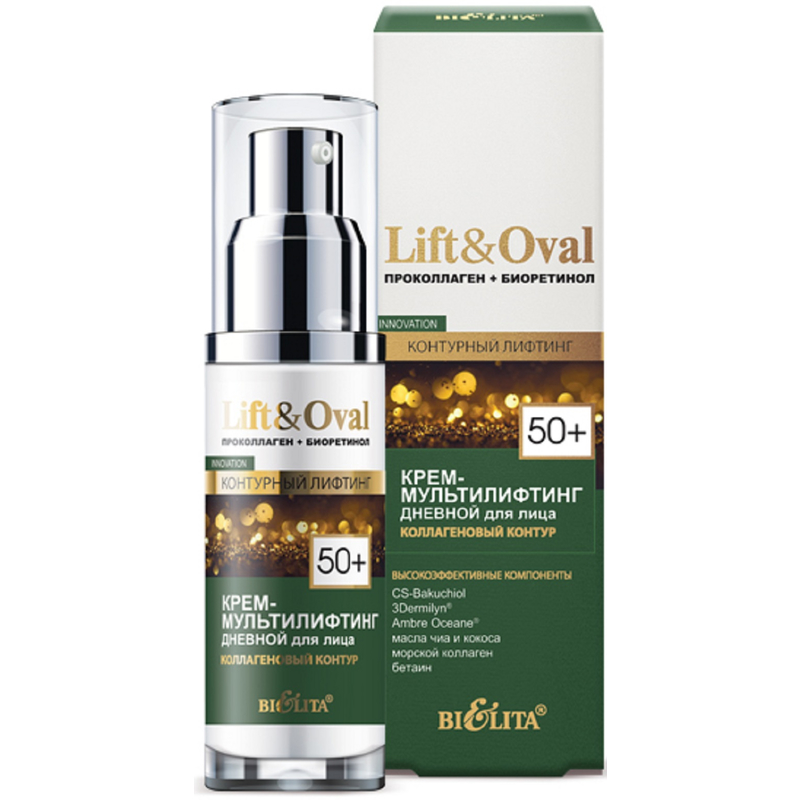Bielita Lift&Oval 50+ Крем-мультилифтинг дневной Коллагеновый контур Проколлаген+Биоретинол 50мл