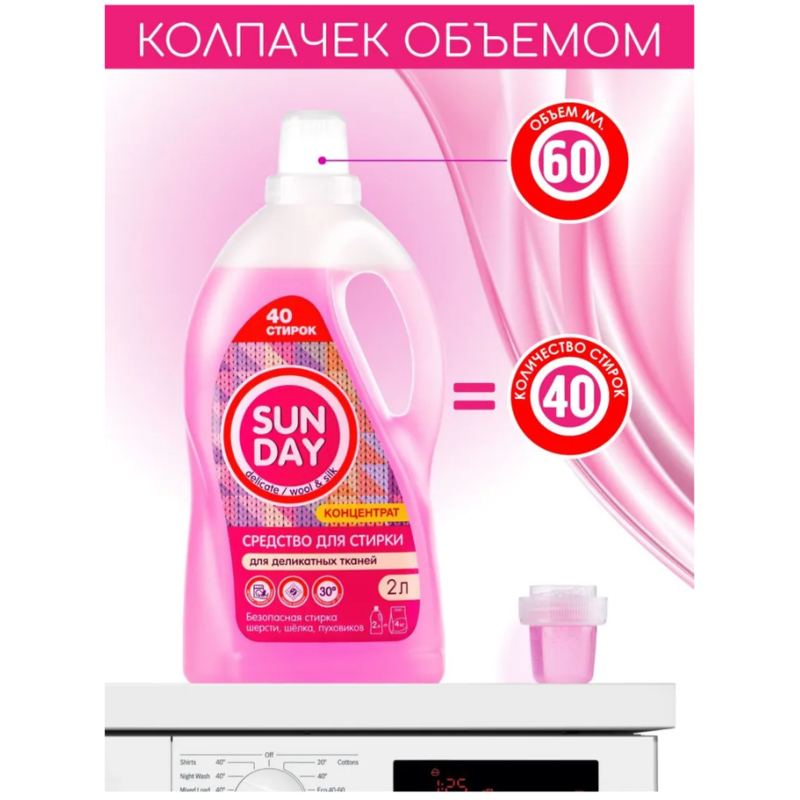 Жидкое средство д/стирки Sunday Деликатное 2л